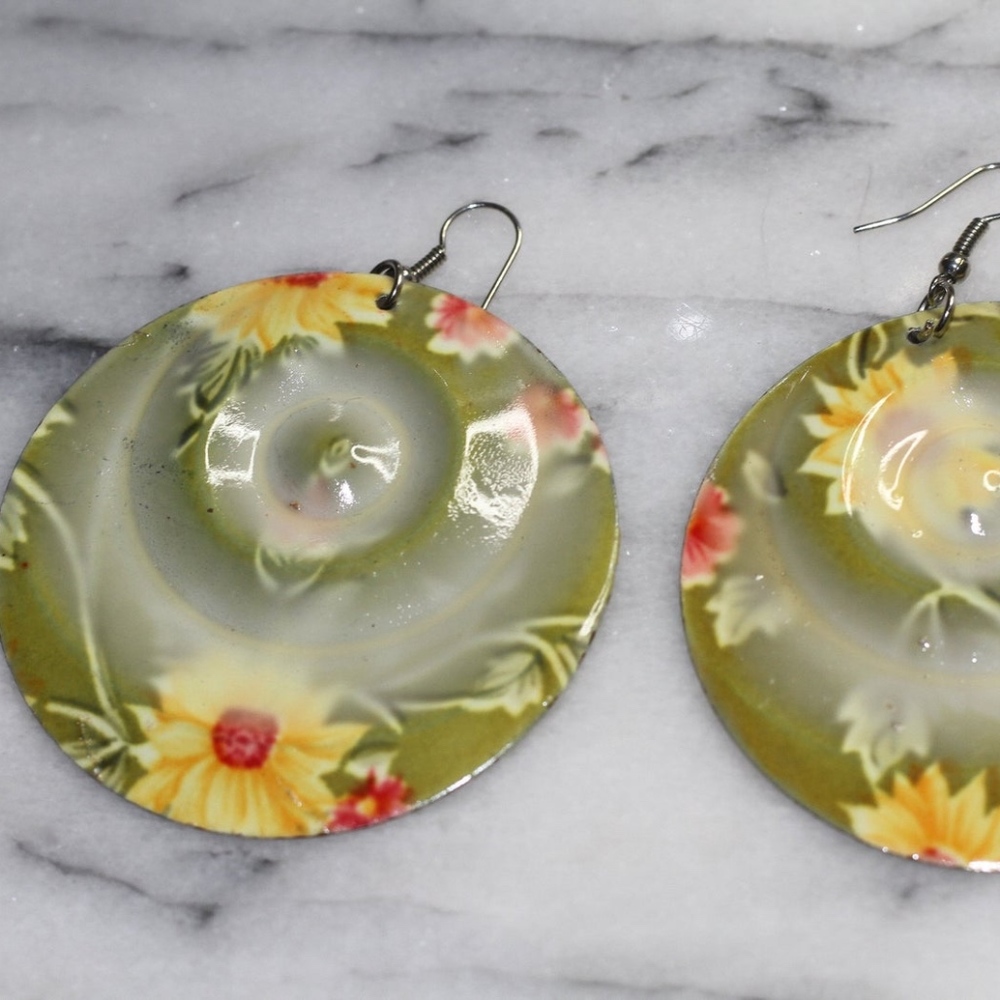 Green & Yellow Round Earrings